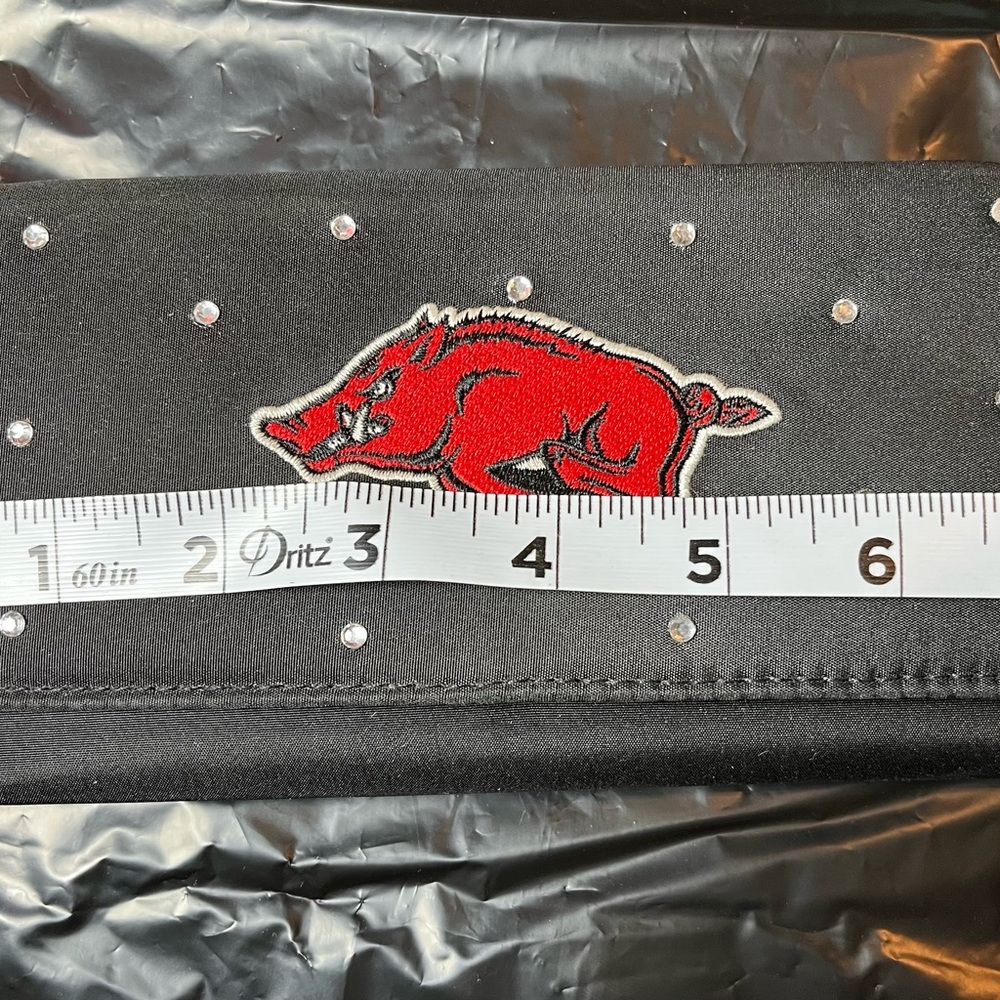Black Wallet with Embroidered Razorback and Rhinestones - Picture 5 of 6